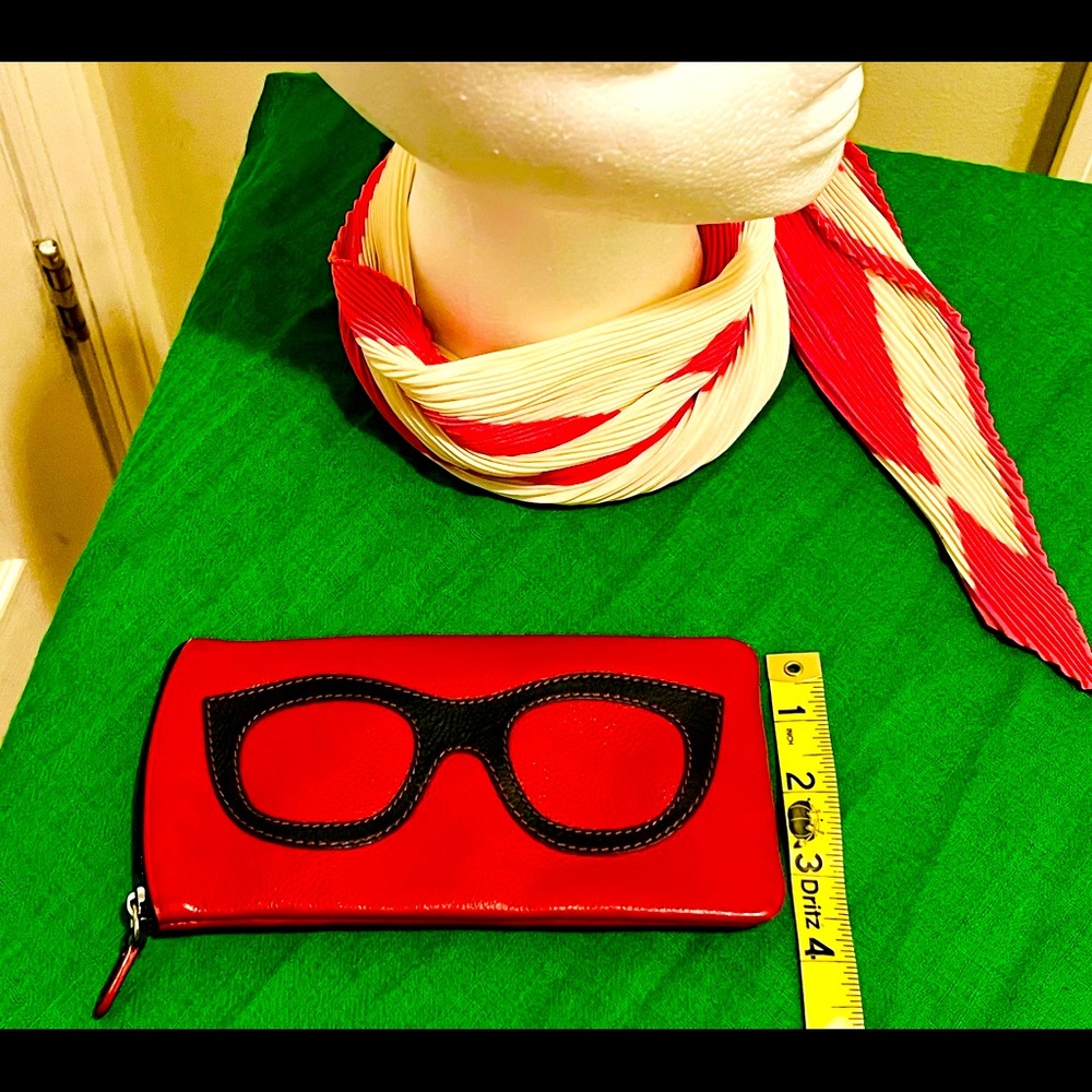 Red leather eyeglasses case